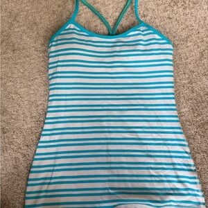 lululemon athletica Blue and White Striped Tank Top